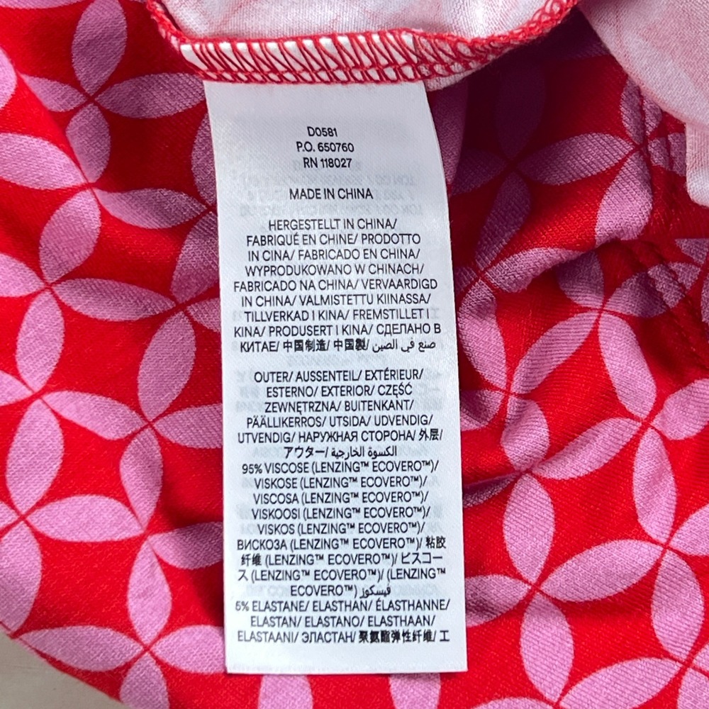 Boden Pink Red Geometric Maxi Dress V-Neck Jersey D0581 Womens 6P - Picture 7 of 10